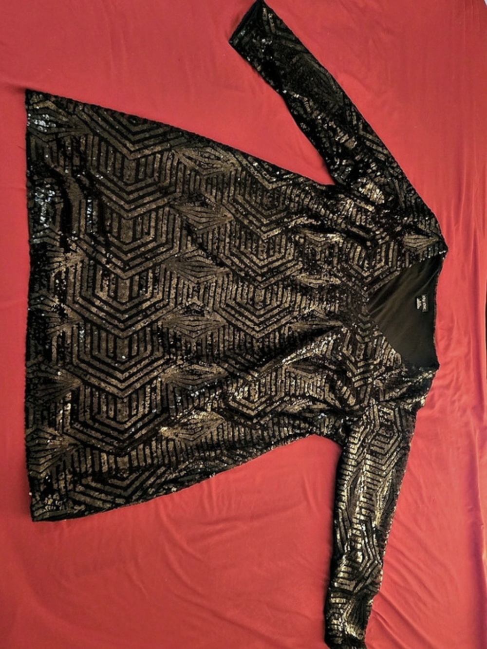 City Chic Bright Lights Sequin Dress Black & Gold